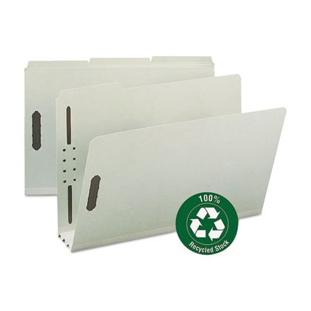 Smead Smead, 100% RECYCLED PRESSBOARD FASTENER FOLDERS, LEGAL SIZE, GRAY-GREEN, 25PK 20005
